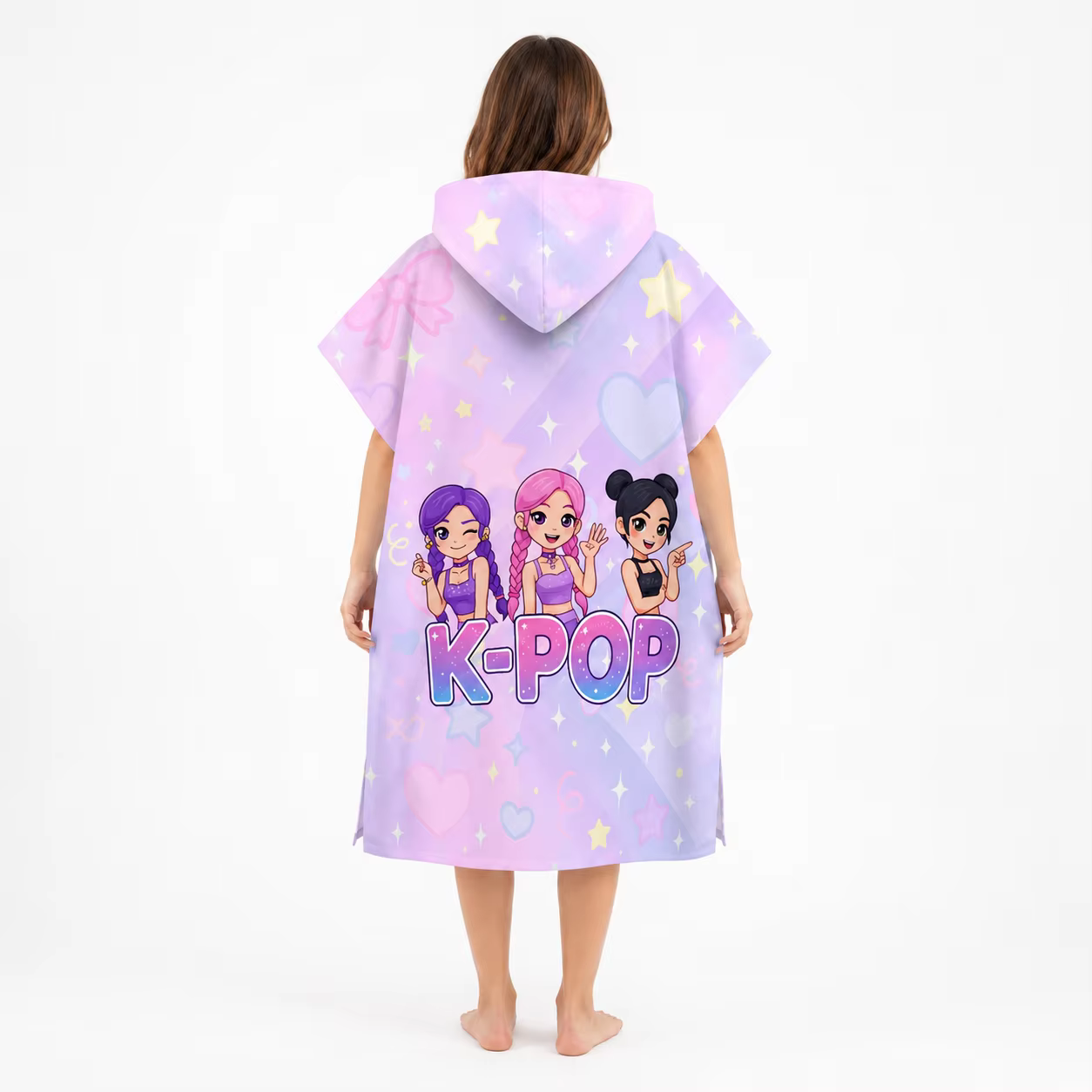 Serviette poncho à capuche style K-Pop pour enfants et adultes