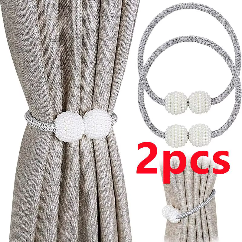 2 pièces perle magnétique rideau pince porte-rideau cravate boucle Clips suspendus boule