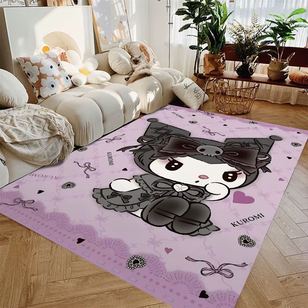 Tapis de sol antidérapant en dentelle Kuromi Lolita
