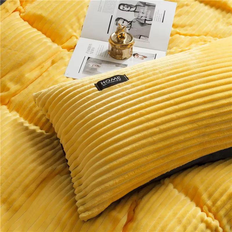 Hiver épais couleur unie velours housse de couette chaleur ensemble de literie Double doux