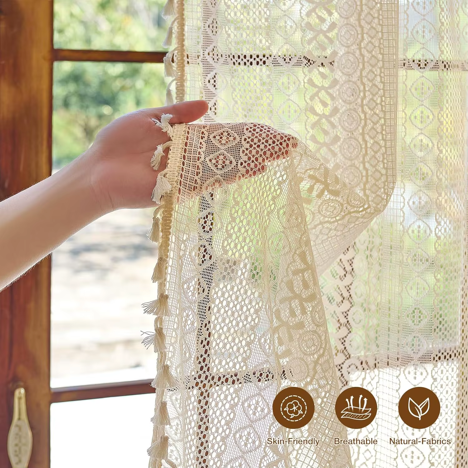 Rideau Boho en dentelle au Crochet