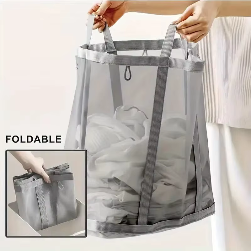 Panier à linge en maille en Nylon avec poignée