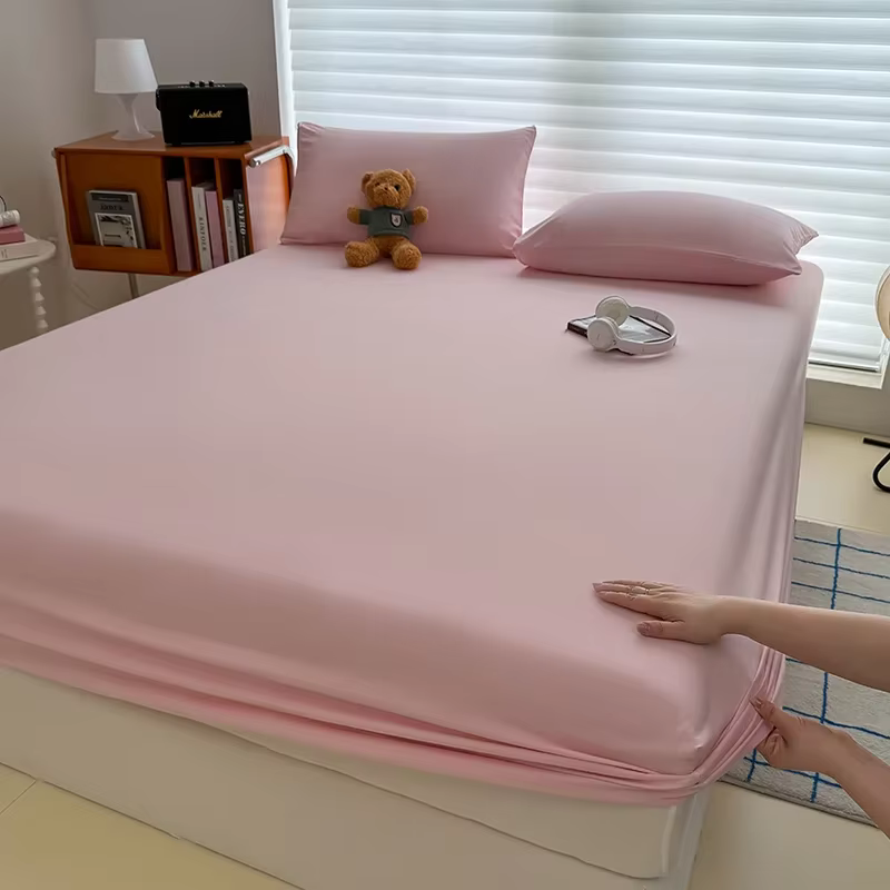 Drap-housse délavé de couleur unie avec bandes élastiques