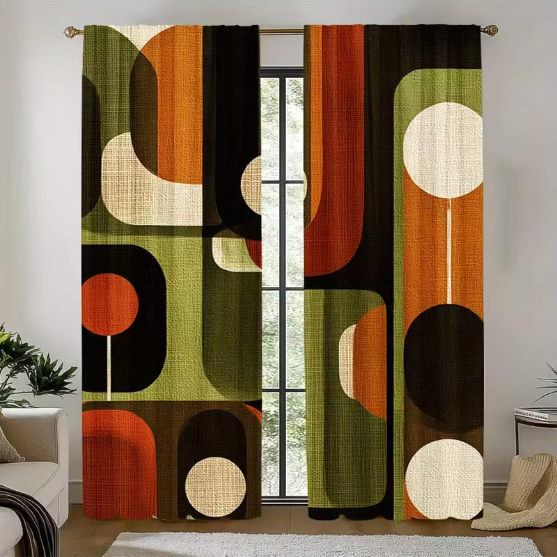 Rideaux à motifs modernes rétro géométriques du milieu du siècle