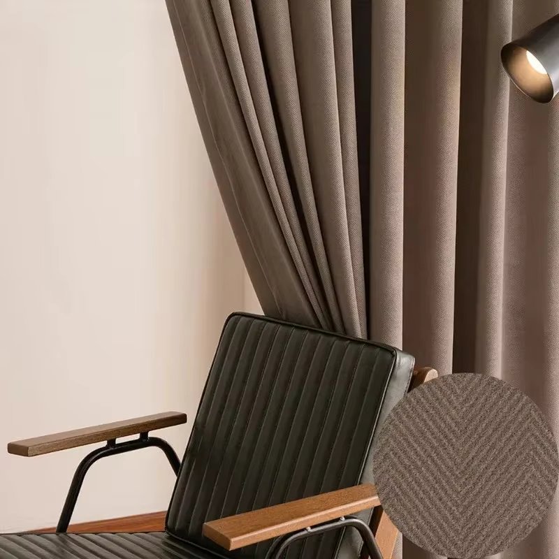 Rideaux en Chenille marron à chevrons