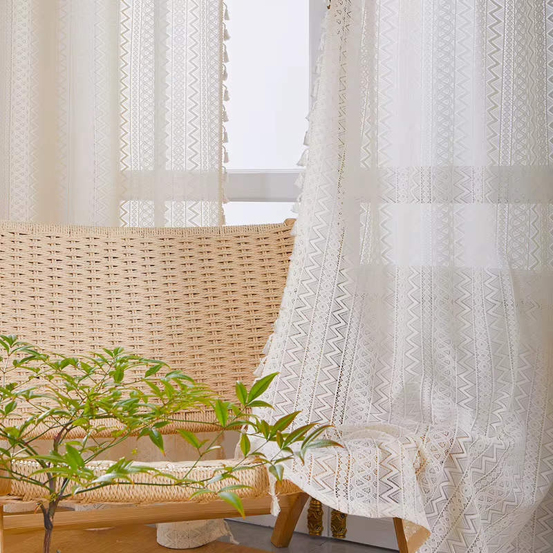 Rideaux Beige Style Wabi-Sabi en Coton et Lin