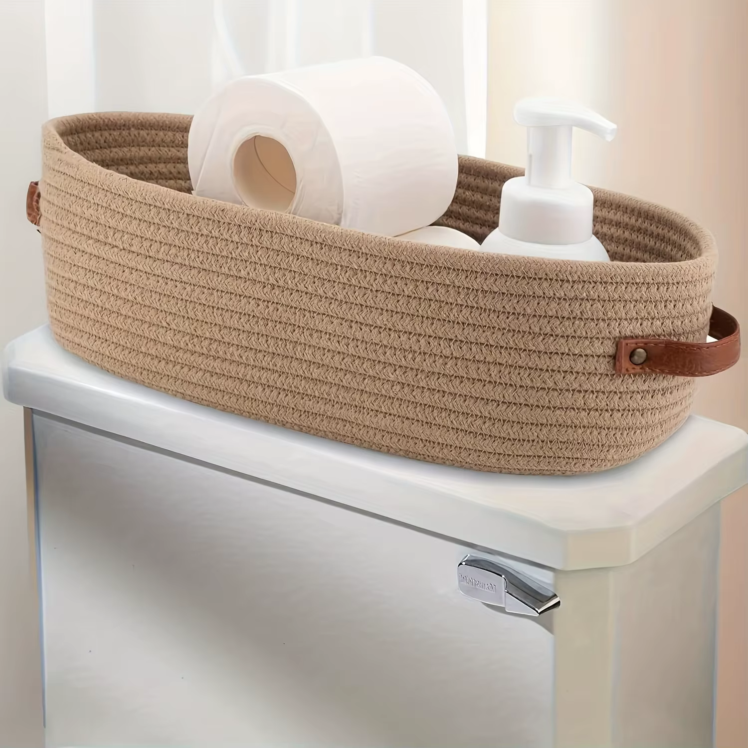 Panier de rangement ovale tissé pour salle de bain