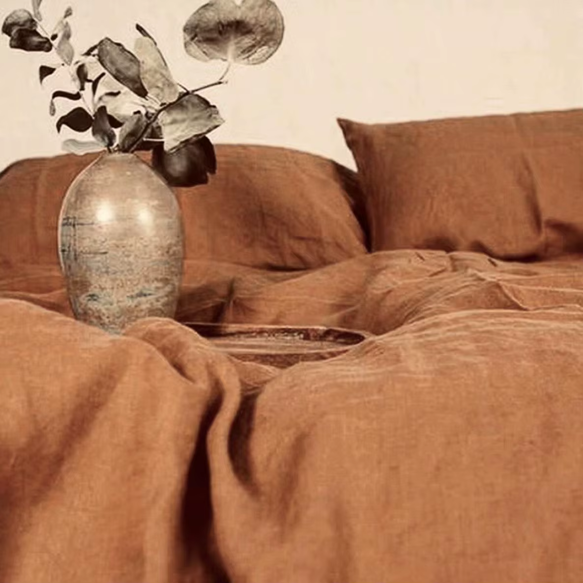 Juste de table en lin naturel pour lit King Size