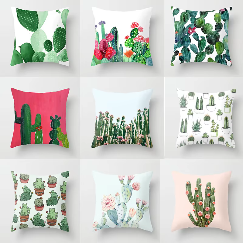 Cantum-Juste de coussin avec plante du désert succulente