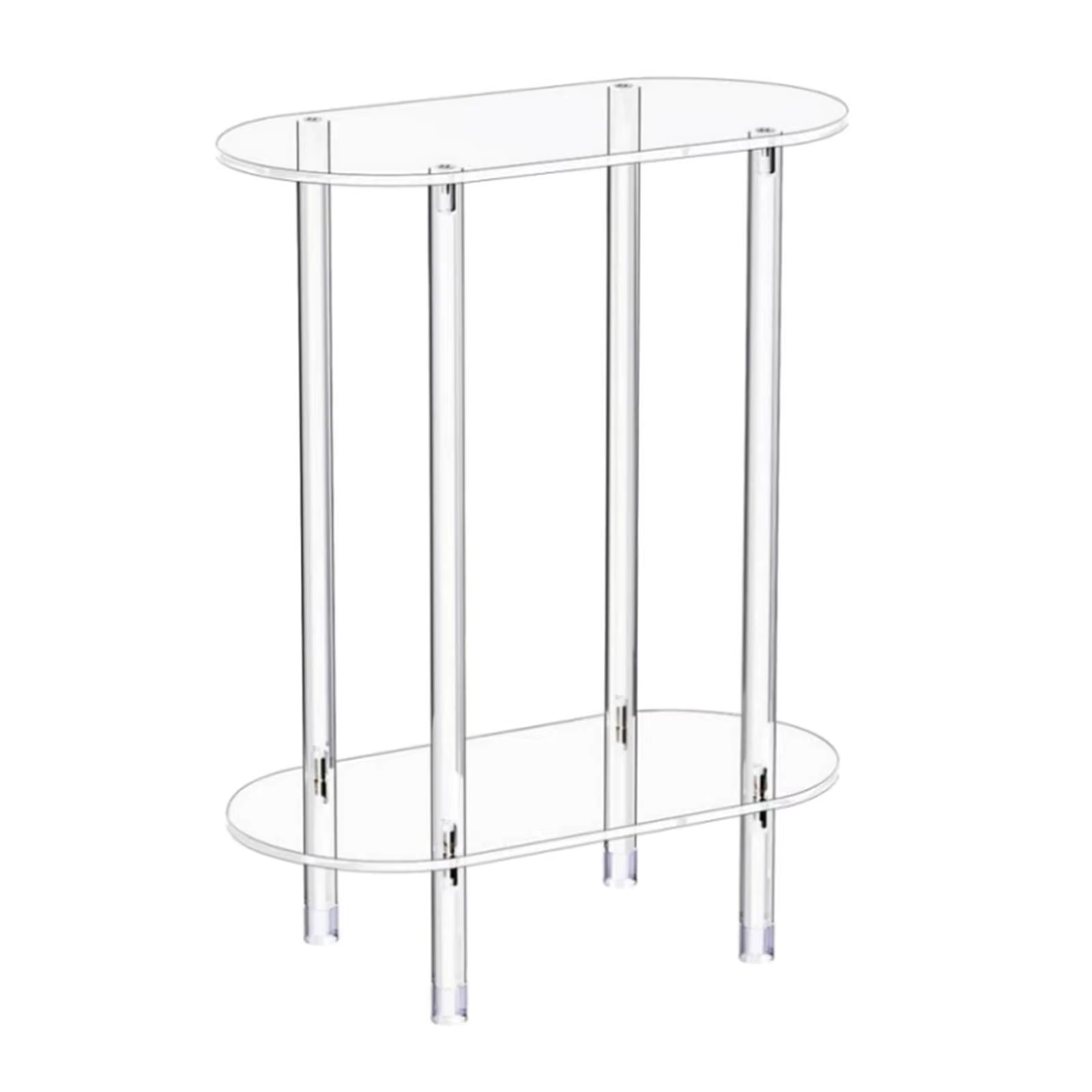 Table d'appoint en acrylique transparent à 2 niveaux
