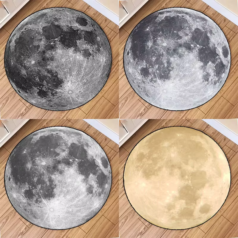 Tapis rond imprimé lune