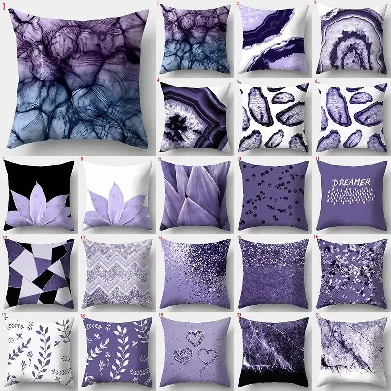Taie d'oreiller géométrique violette