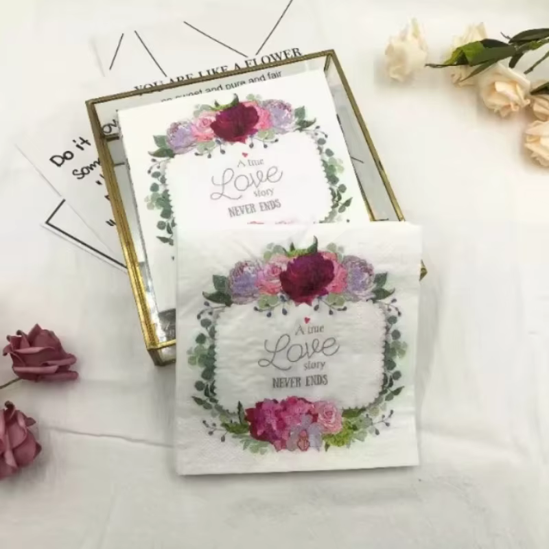 Serviettes de table en papier imprimées colorées