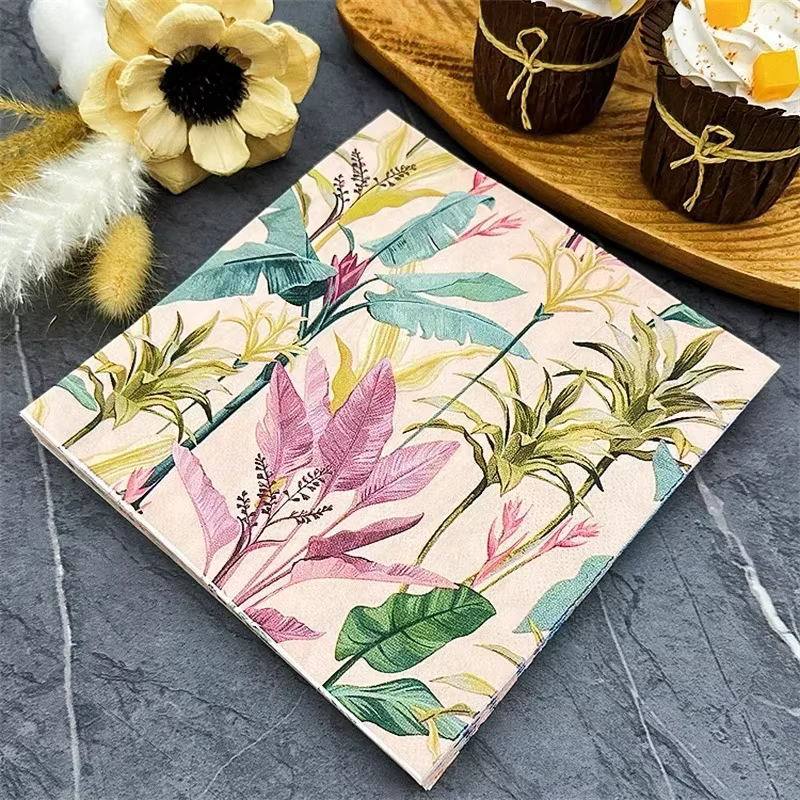 Serviettes imprimées florales hôtel Western Restaurant nappe 33 cm ménage pâte de bois