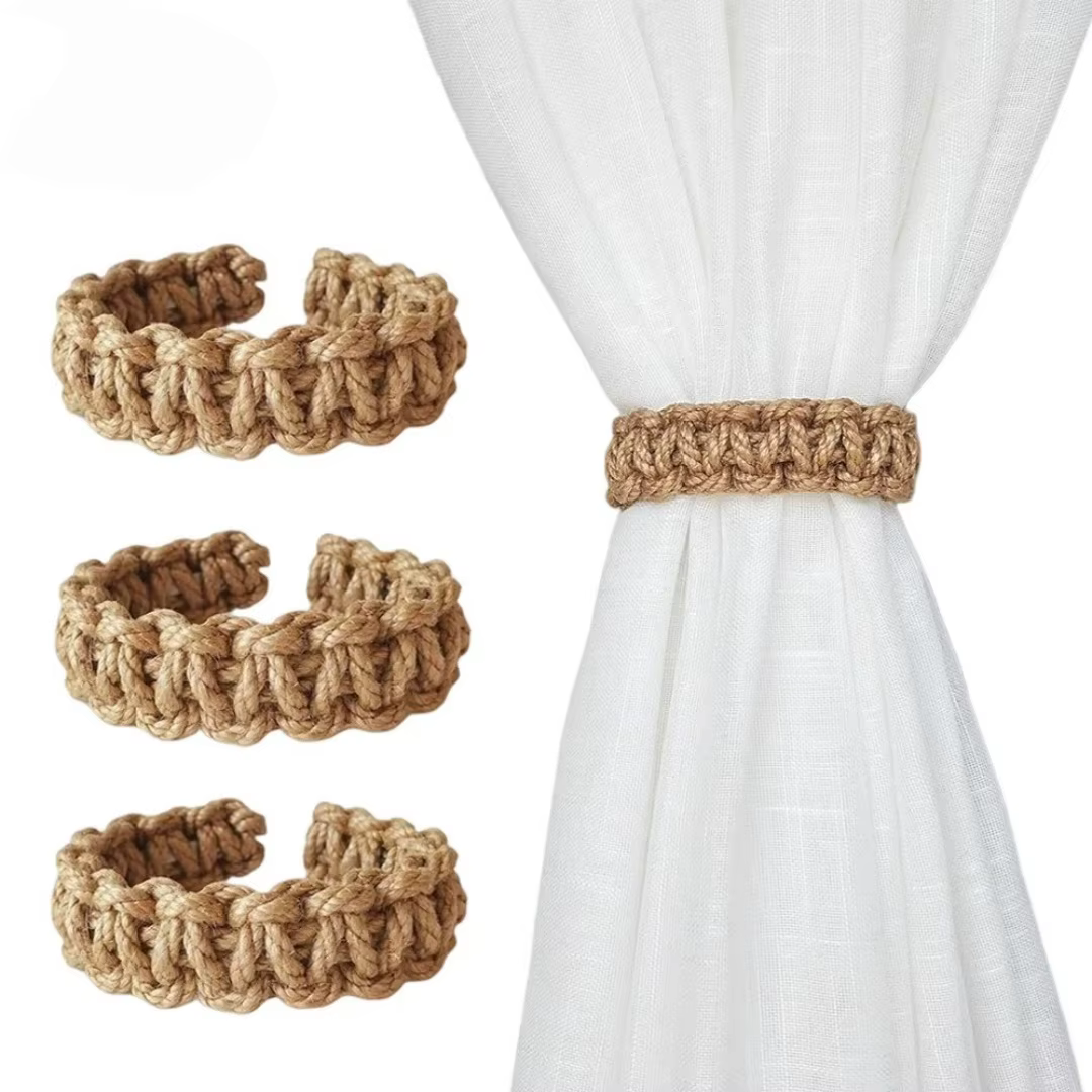 2 pièces/1 ensemble embrasses de rideaux tressées Boho élégant rustique
