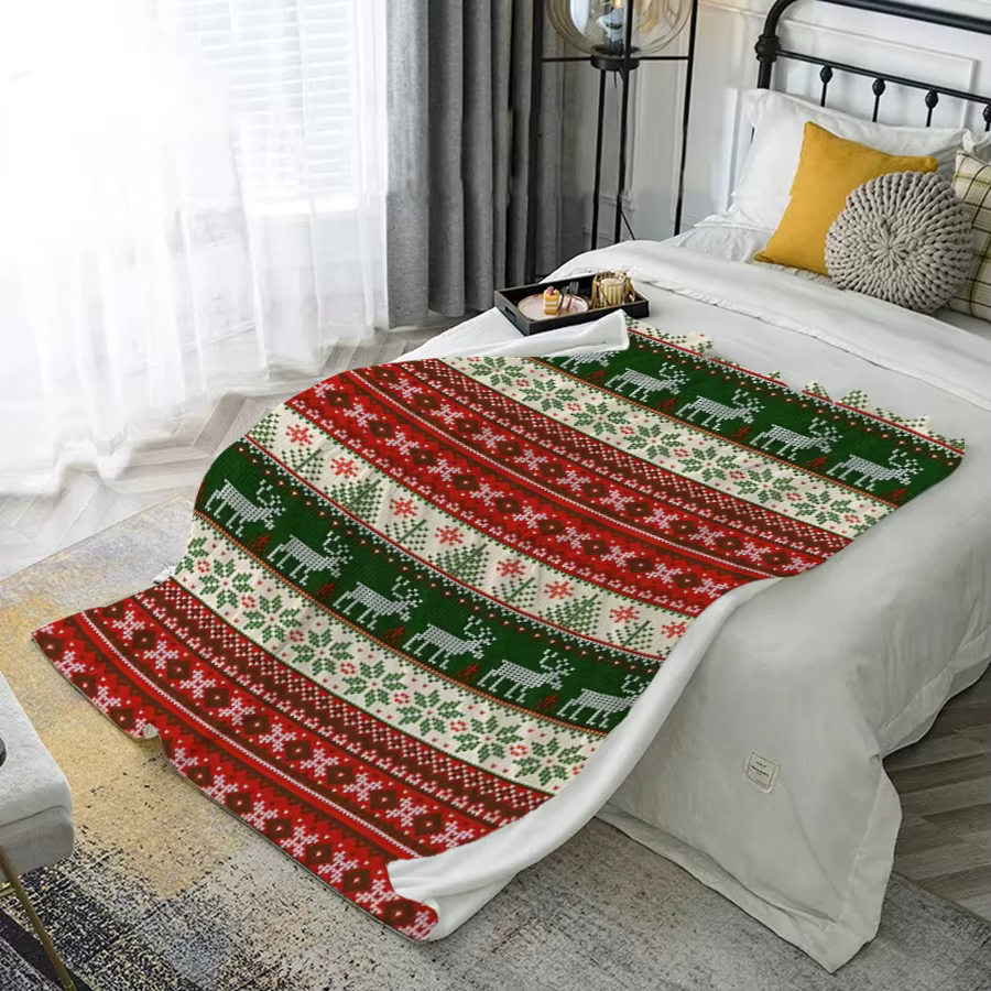 Couverture à motif de noël en flanelle microfibre