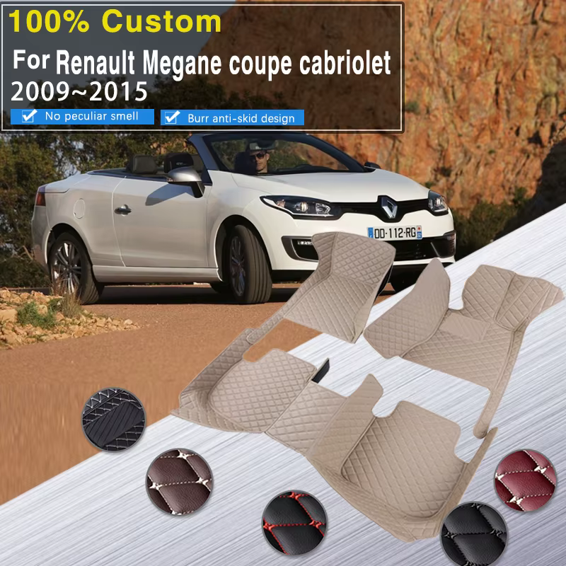 Tapis de sol de voiture personnalisé pour Renault Megane coupé Cabriolet 2009 ~ 2015 détails intérieurs