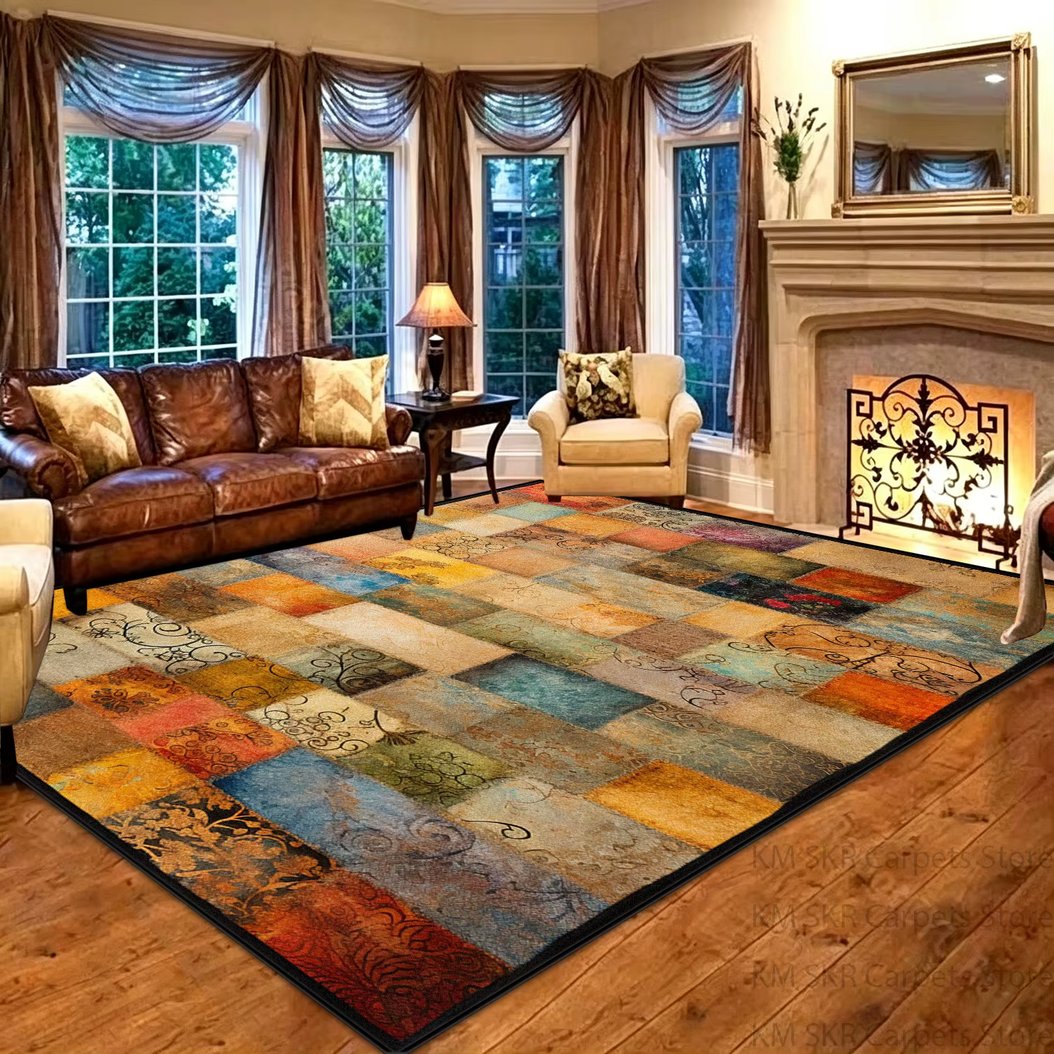 Tapis vintage de grande taille de style persan pour salon