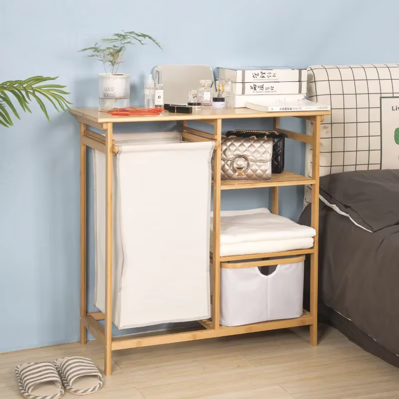 Panier à linge multifonctionnel en tissu de bambou
