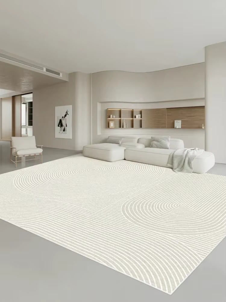 Tapis de salon avec lignes blanches