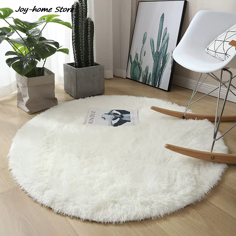 Tapis rond moelleux en laine lea