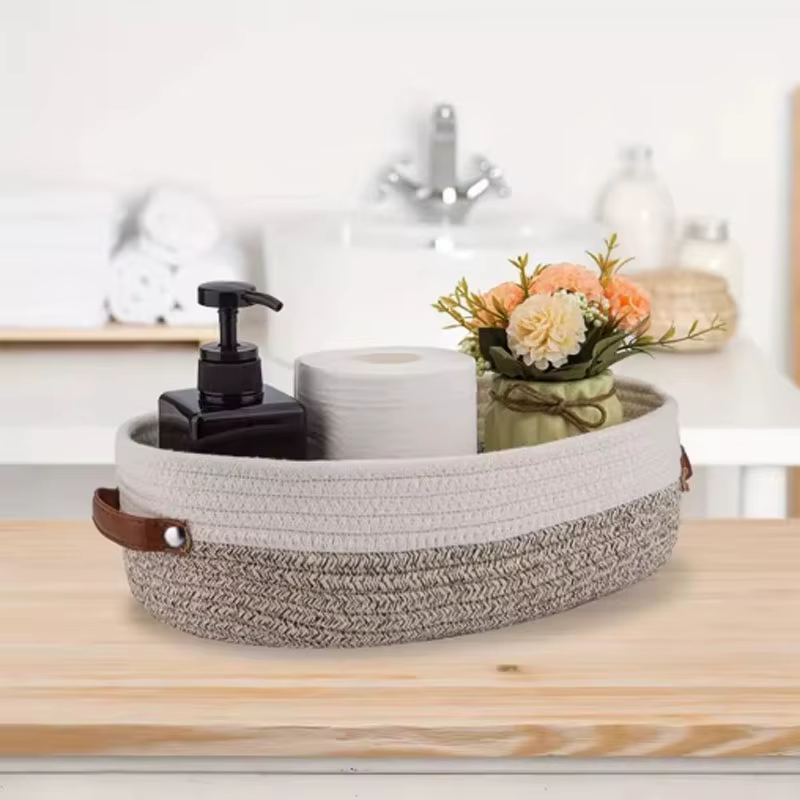 Panier de rangement de salle de bain tissé ovale