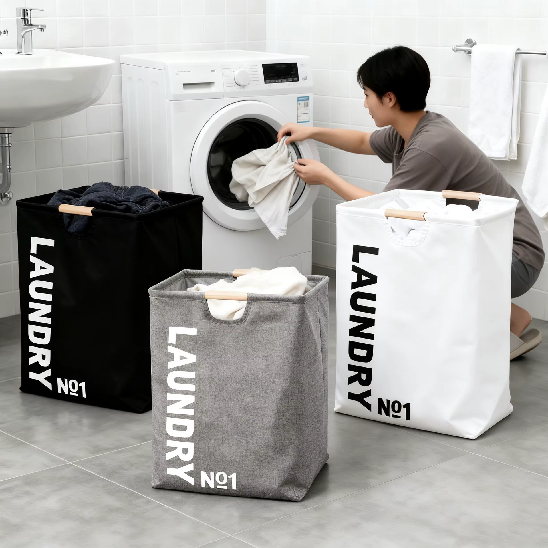 Panier à linge pliable grande capacité