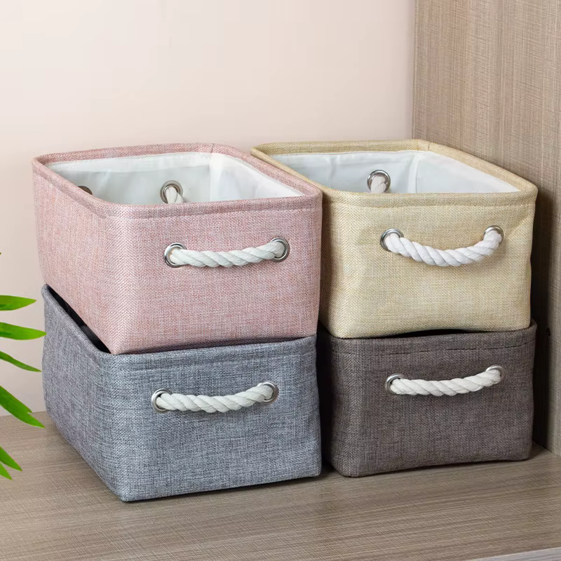 Nouveau panier de rangement en tissu de lin grande capacité