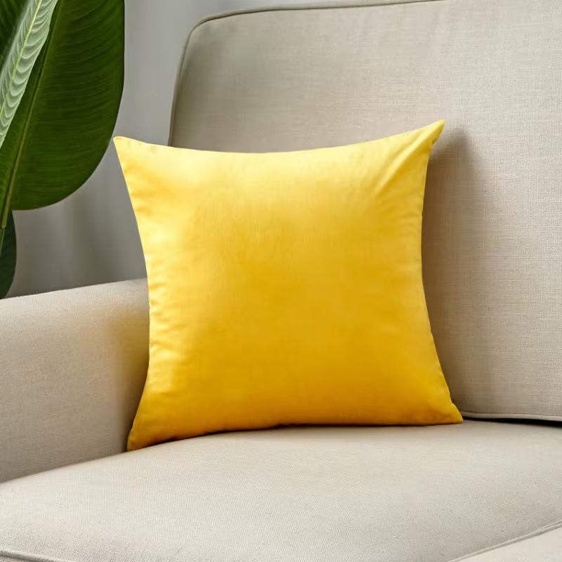Juste de coussin en velours jaune pour canapé et salon
