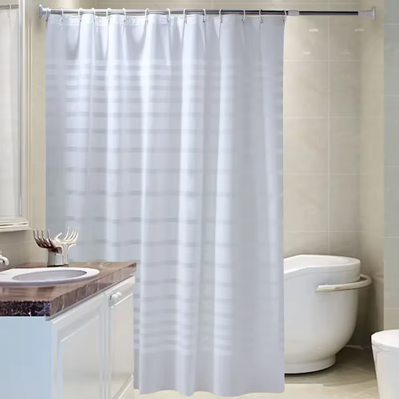 Rideaux de douche à rayures blanches
