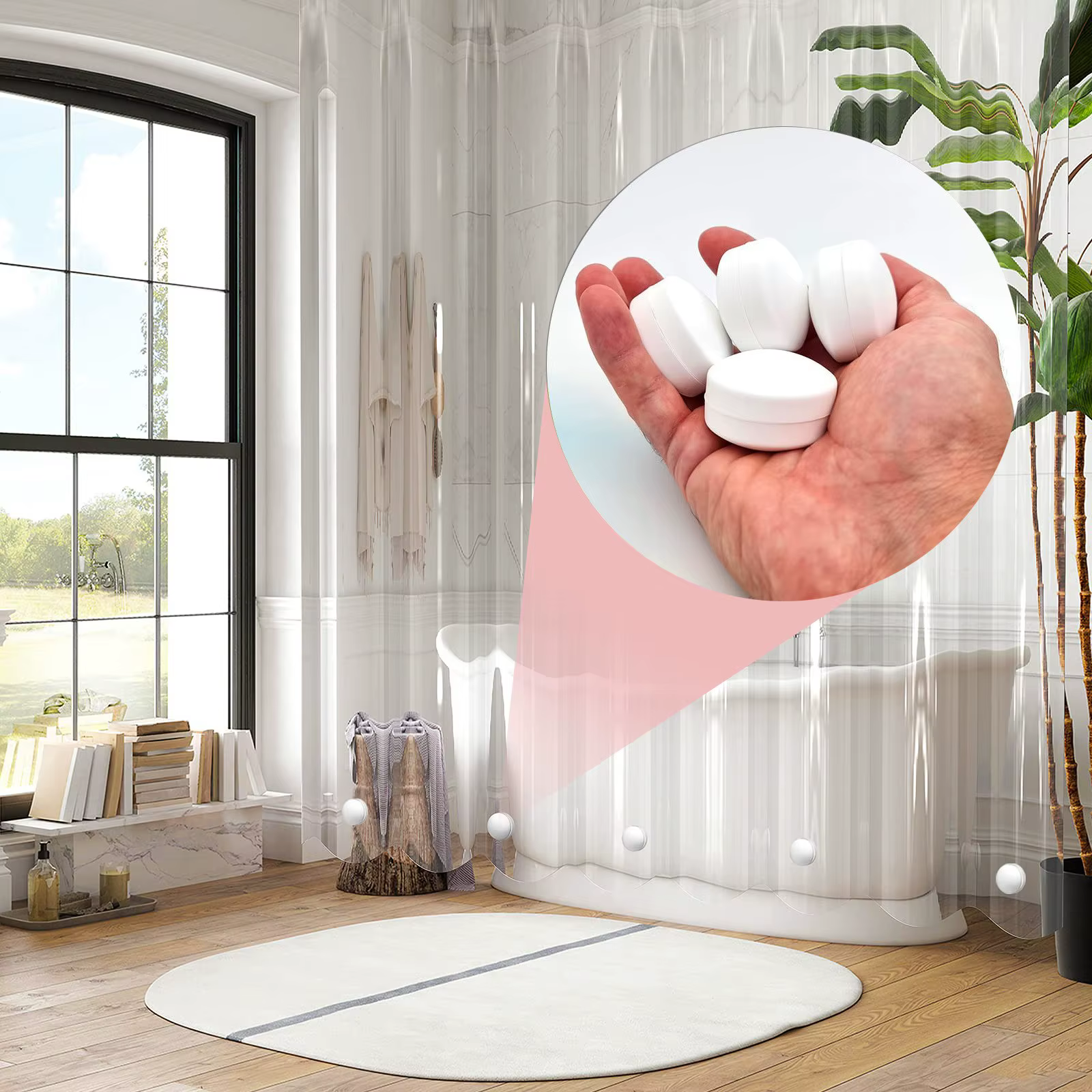 Lestes magnétiques pour rideau de douche pour une expérience de bain sans éclaboussures - 360 ° Enveloppé de silicone -