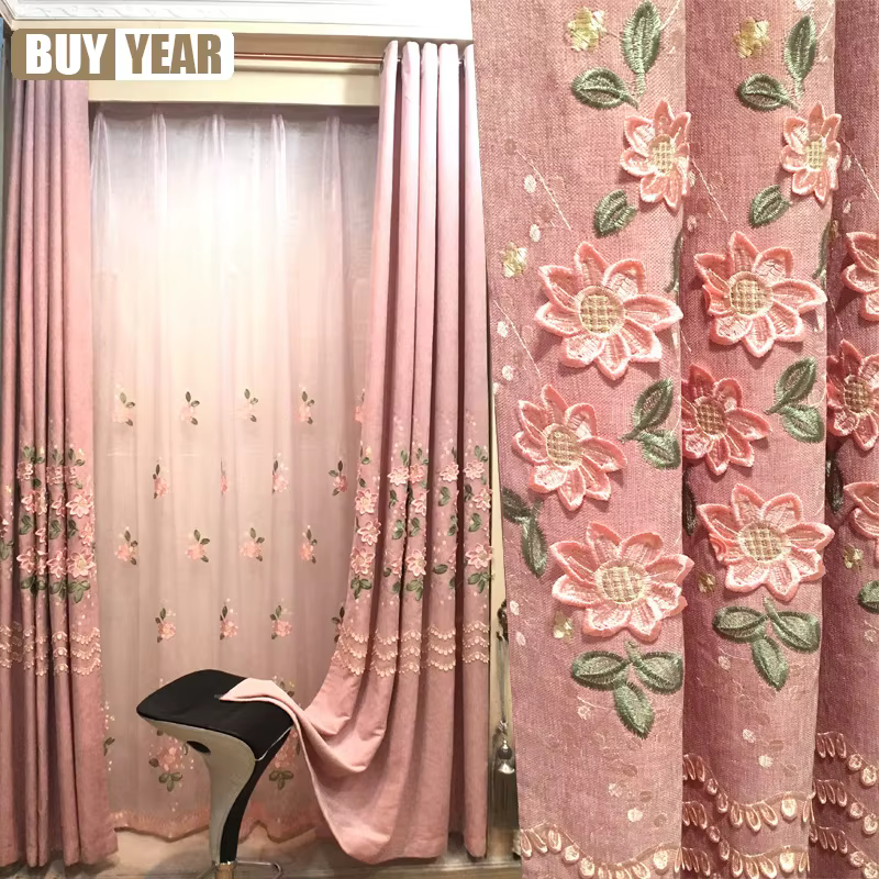 Rideaux brodés pour salon chambre à coucher