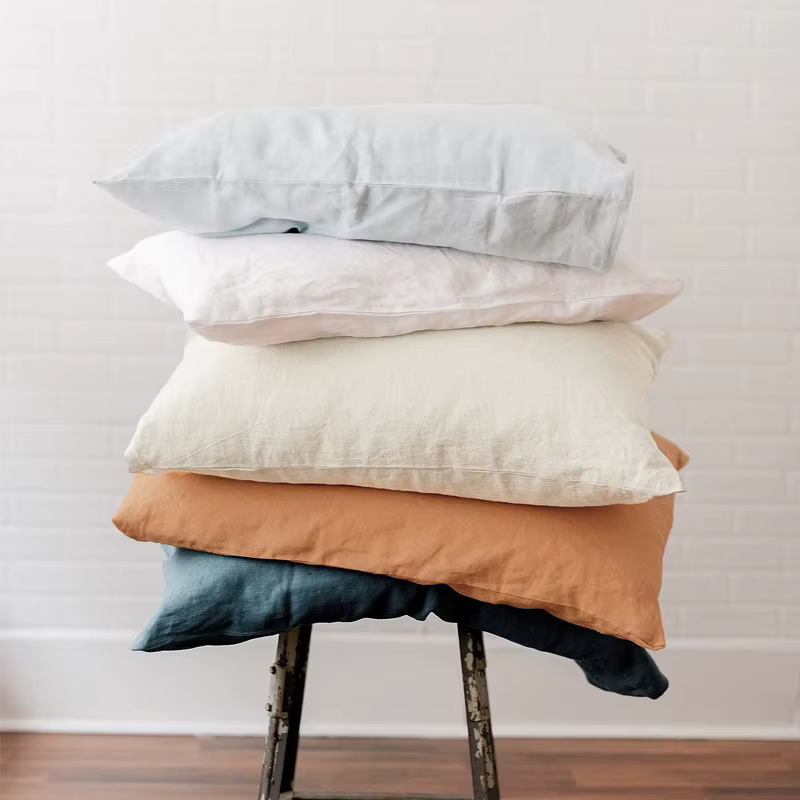Taies d'Oreiller 100% en Lin pour la Chambre à Coucher