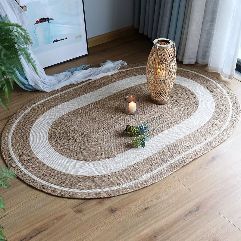 Tapis ovale en jute tissé