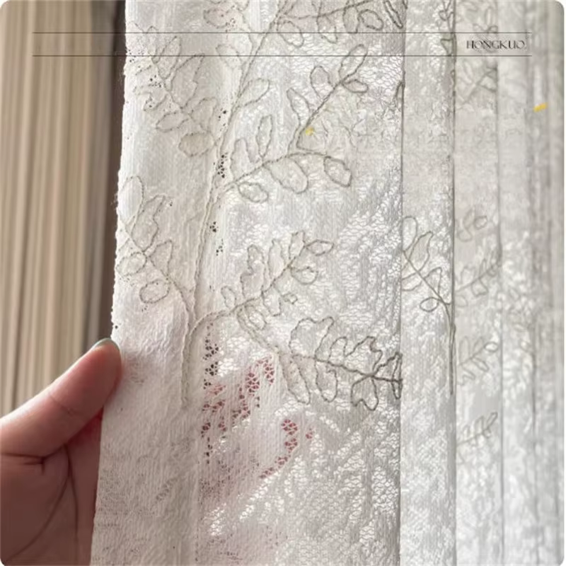 Rideaux romantiques en gaze jacquard blanche pour balcon