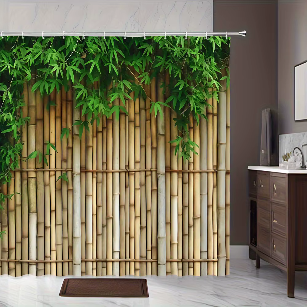 Rideau de douche forêt de bambou – Décor de bain multi-styles