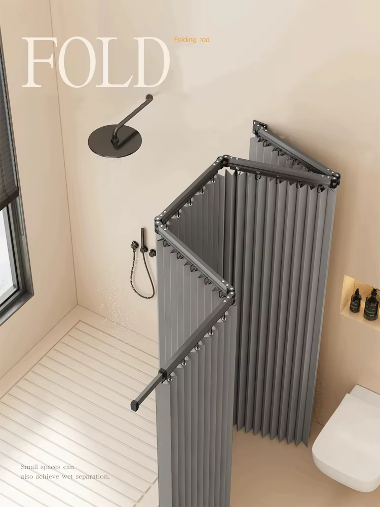 Ensemble de tringles à rideaux de douche pliables