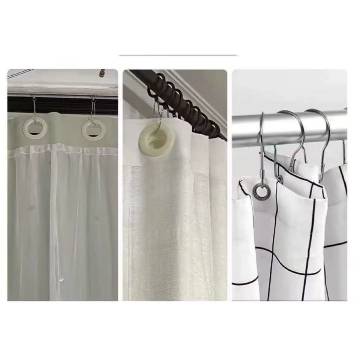 12/20 crochets de rideau de douche à roulettes