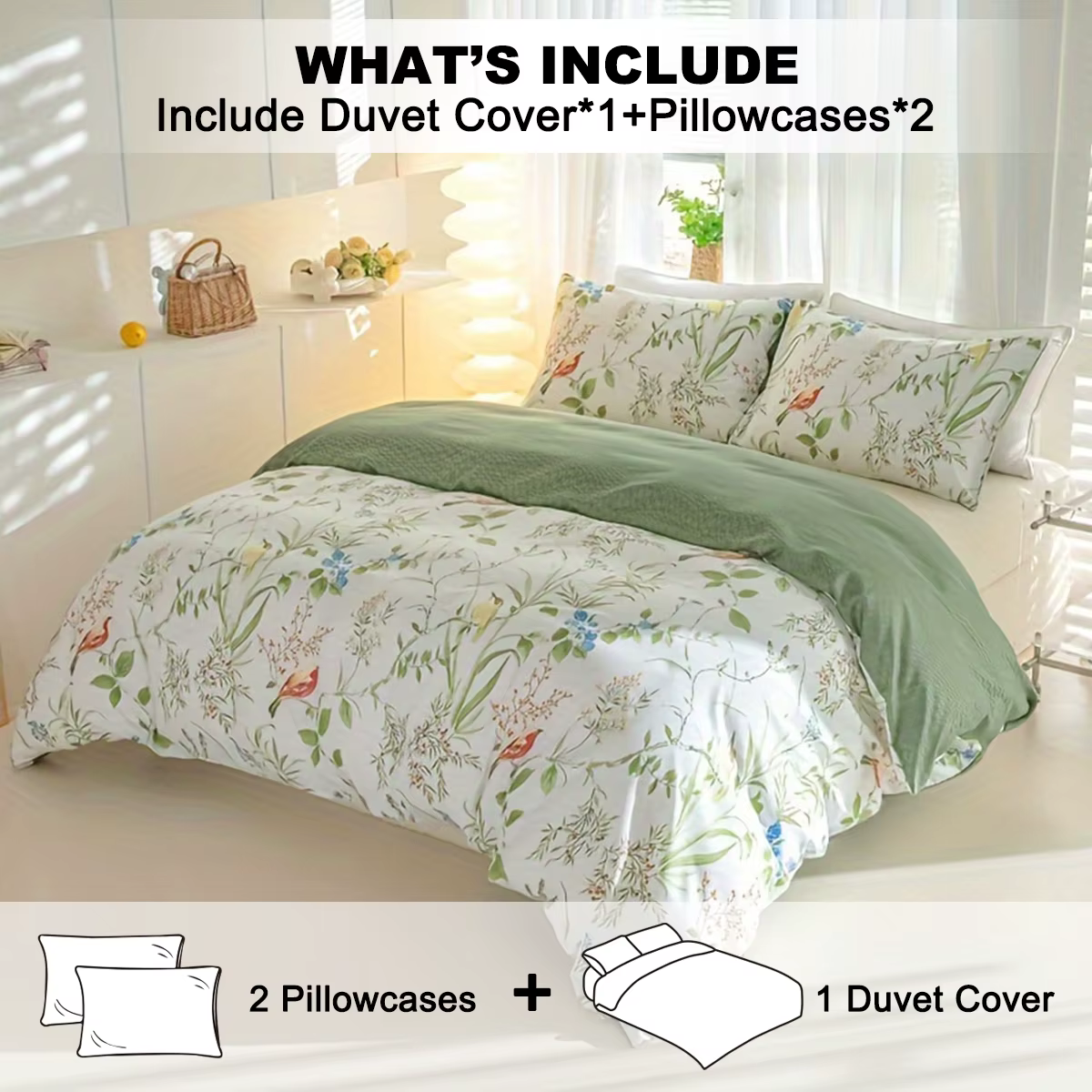 3 pièces/ensemble ensemble de housse de couette à motif Floral feuille (1