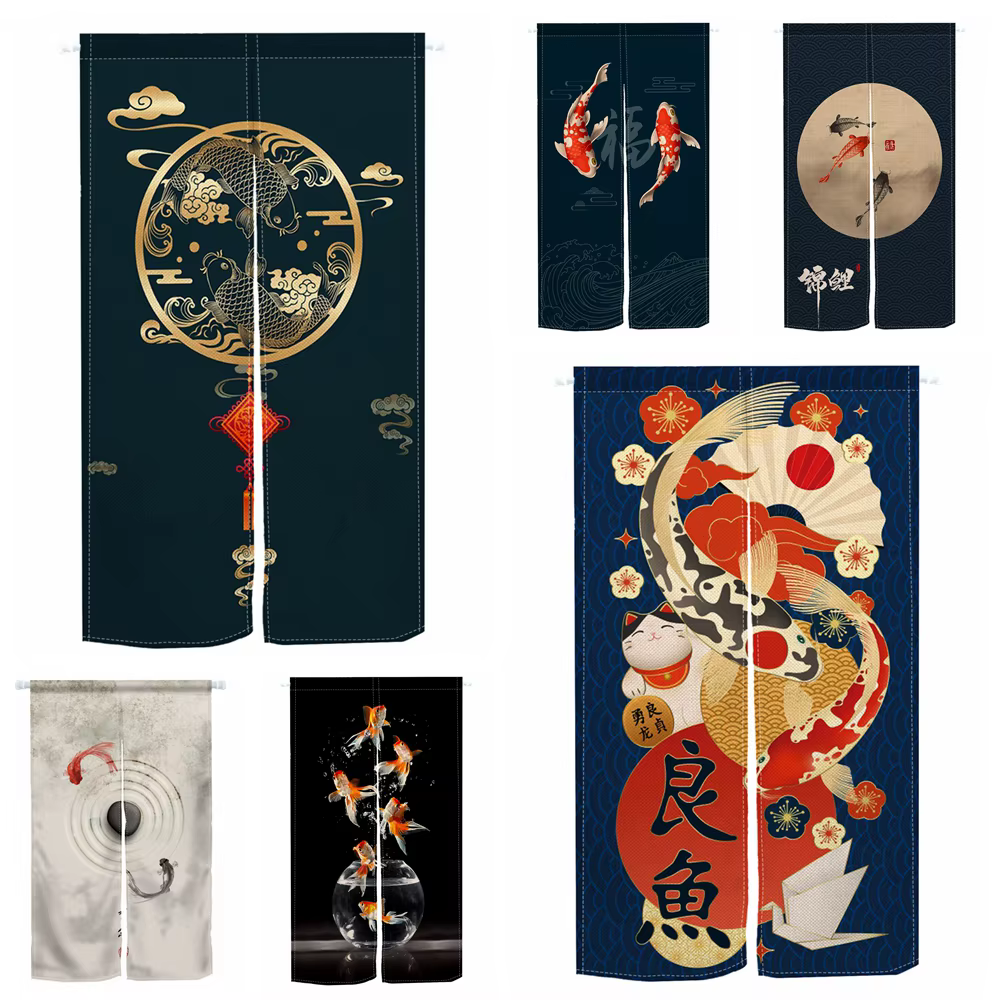 Rideau de porte fendu Koi créatif japonais
