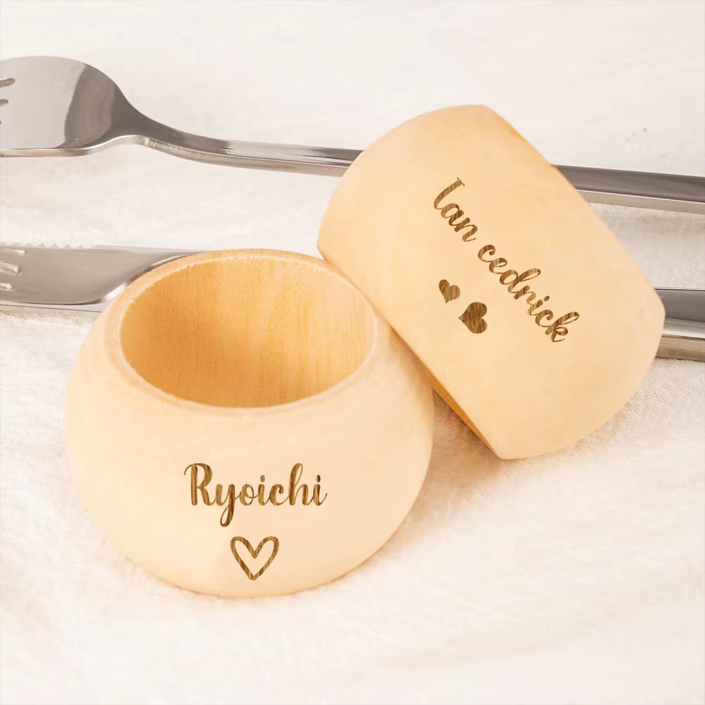 Anneau de serviette en bois personnalisé