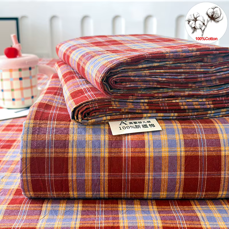 Drap plat en coton 100% teint en fil