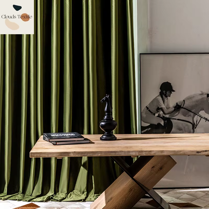 Rideaux occultants modernes en velours vert