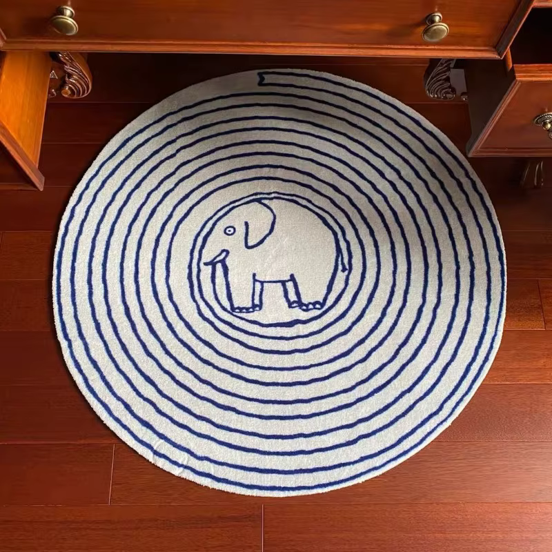 Tapis de dessin animé d'éléphant rayé