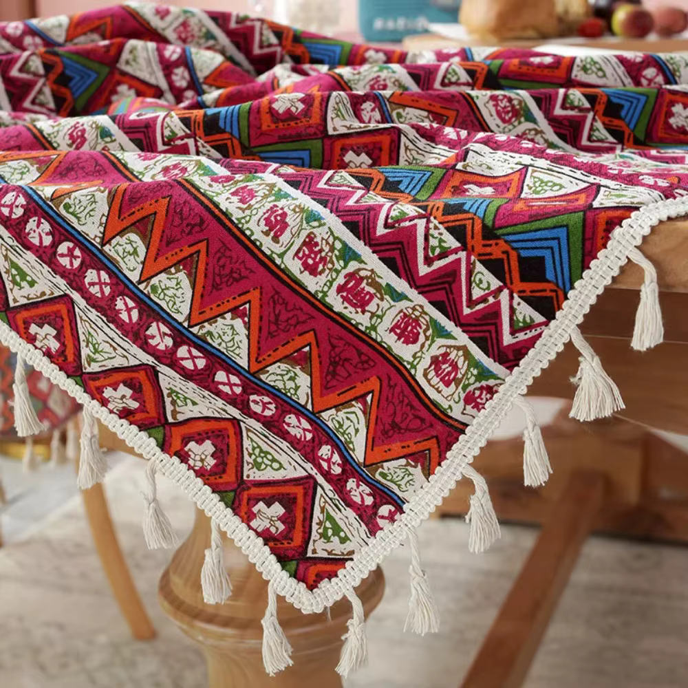Nappe ethnique de Style nordique avec pompon