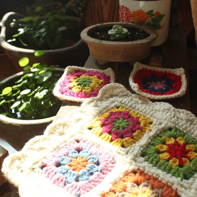 Lot de 12/24 tapis au crochet faits main aléatoires : multi-usages comme sets de table