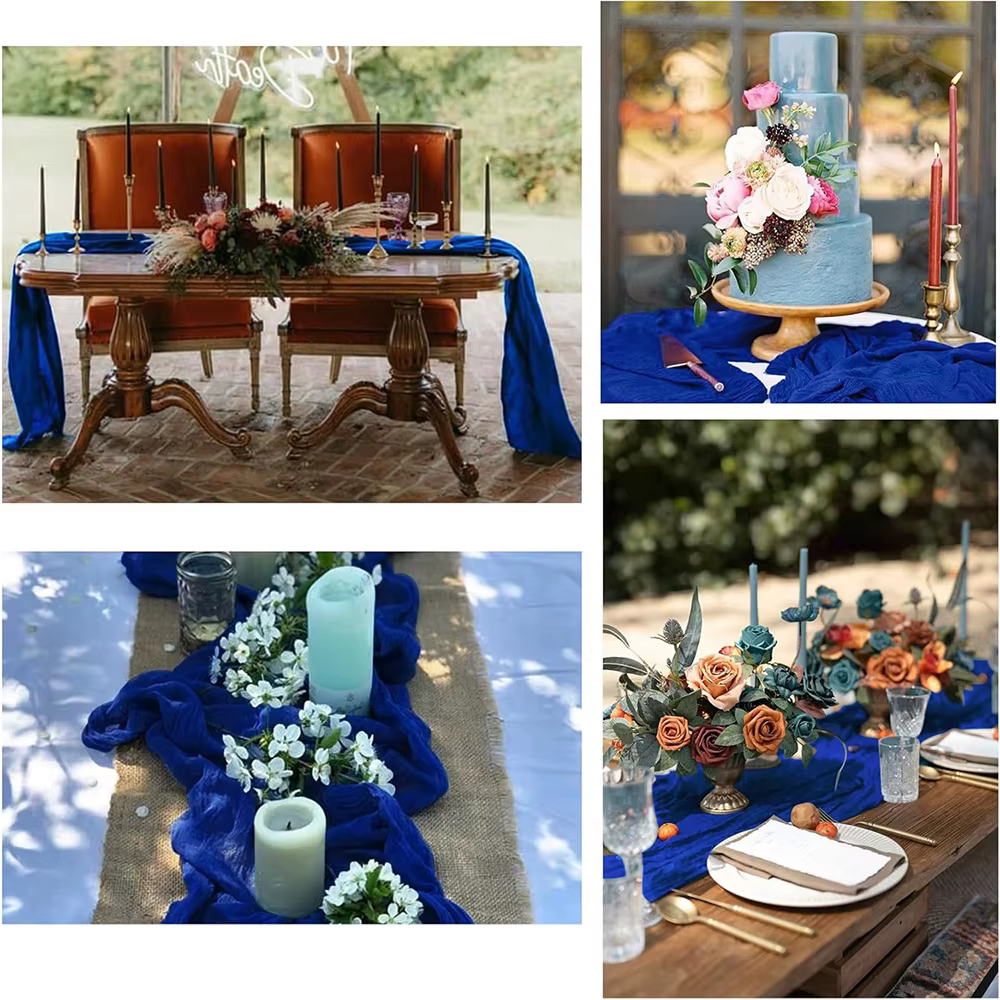 Chemin de Table en gaze bleu Royal