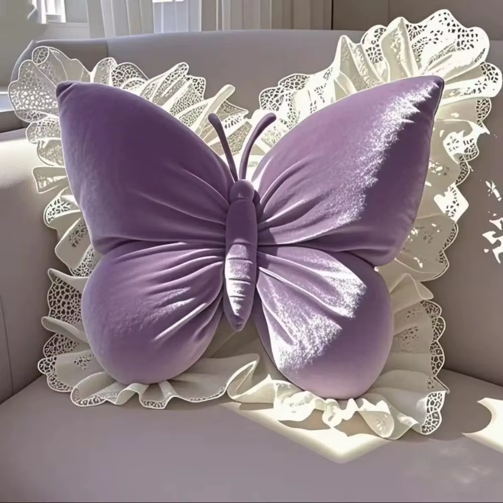Nouveau mignon papillon oreiller dentelle