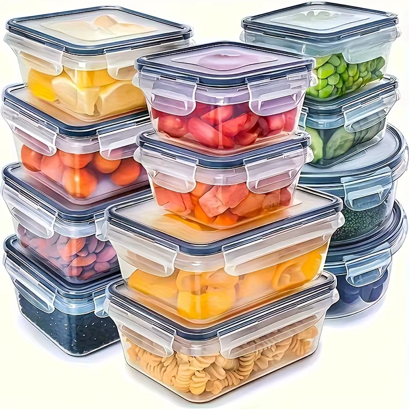 Ensemble de récipients de stockage des aliments de cuisine transparents – Coffre-fort pour micro-ondes