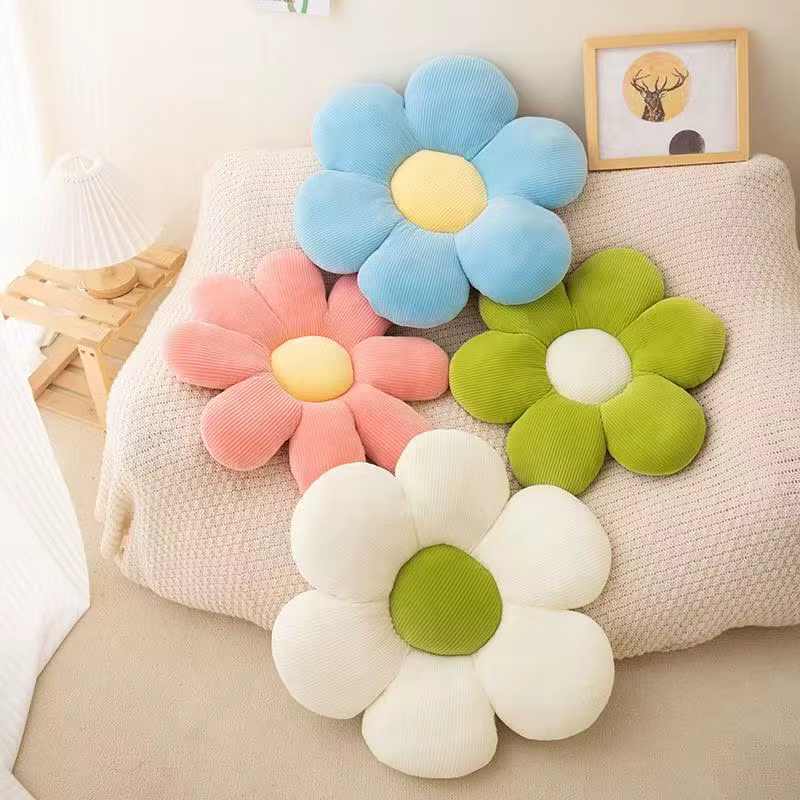 Coussin en peluche fleur de marguerite